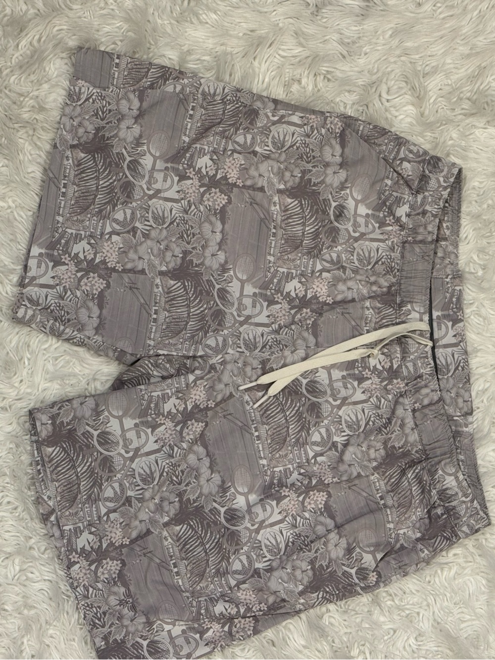Sigrún XL 2-in-1 Running Shorts Grey Floral Lined Pickleball Tennis Athletic
